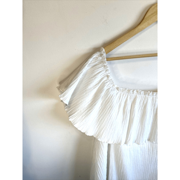 Zara Ruffled Pleated Sleeveless Short Voluminous Dress White Size M - Picture 3 of 15